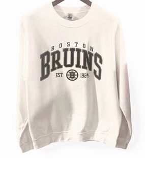 Men’s NHL Boston Bruins White Graphic Crewneck Sweatshirt Size Large